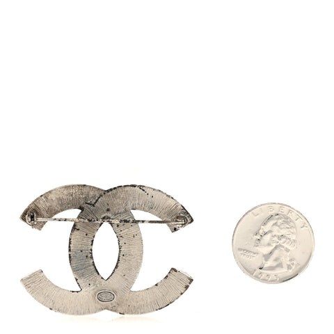 Baguette Crystal CC Brooch Silver