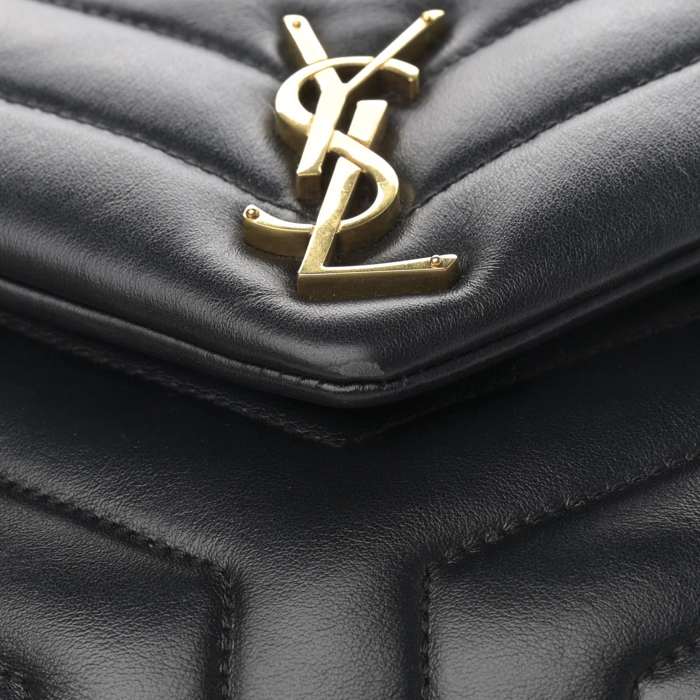 Calfskin Y Quilted Monogram Small Loulou Chain Satchel Black