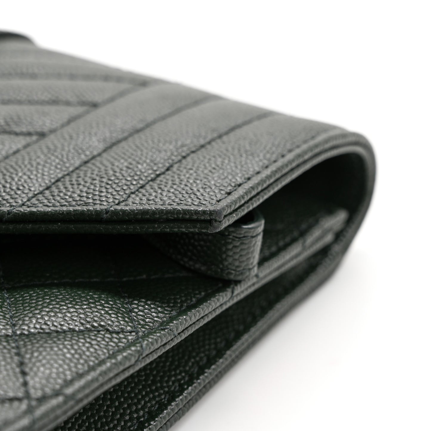 Grain De Poudre Textured Mixed Matelasse Triquilt Monogram Clutch Vert Fonce