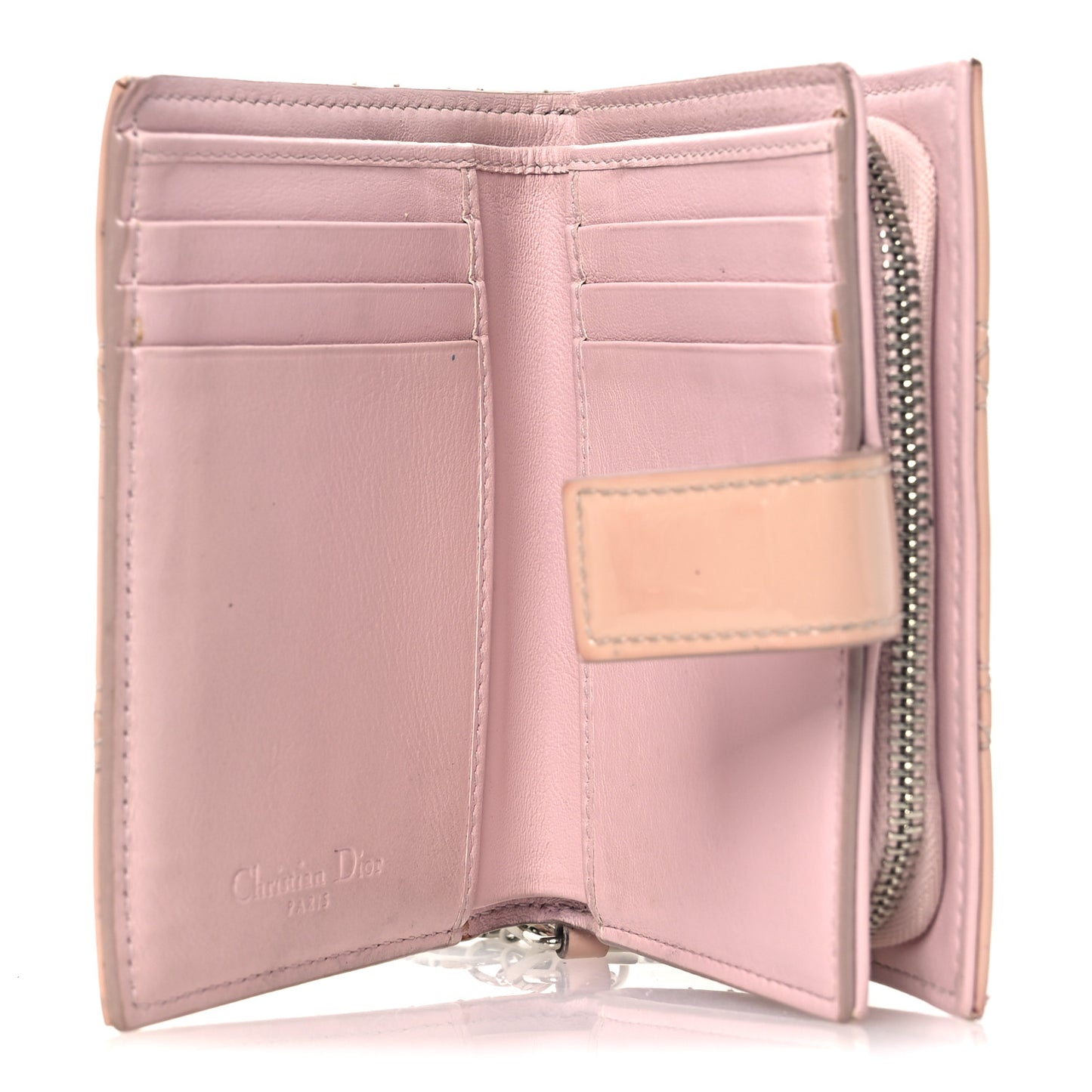 Patent Cannage Lady Dior Eden Wallet Rose Clair
