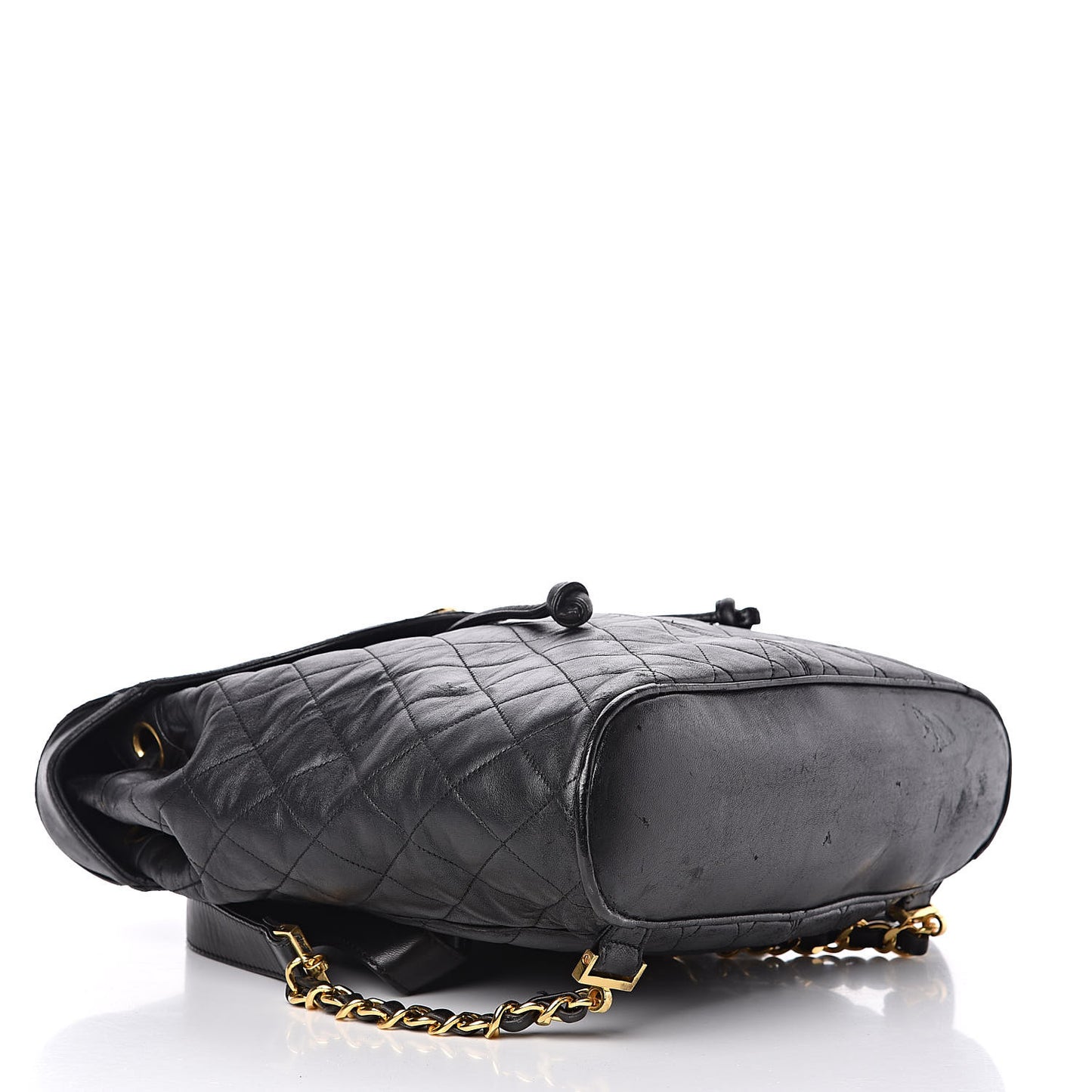 Lambskin Quilted Drawstring Backpack Black
