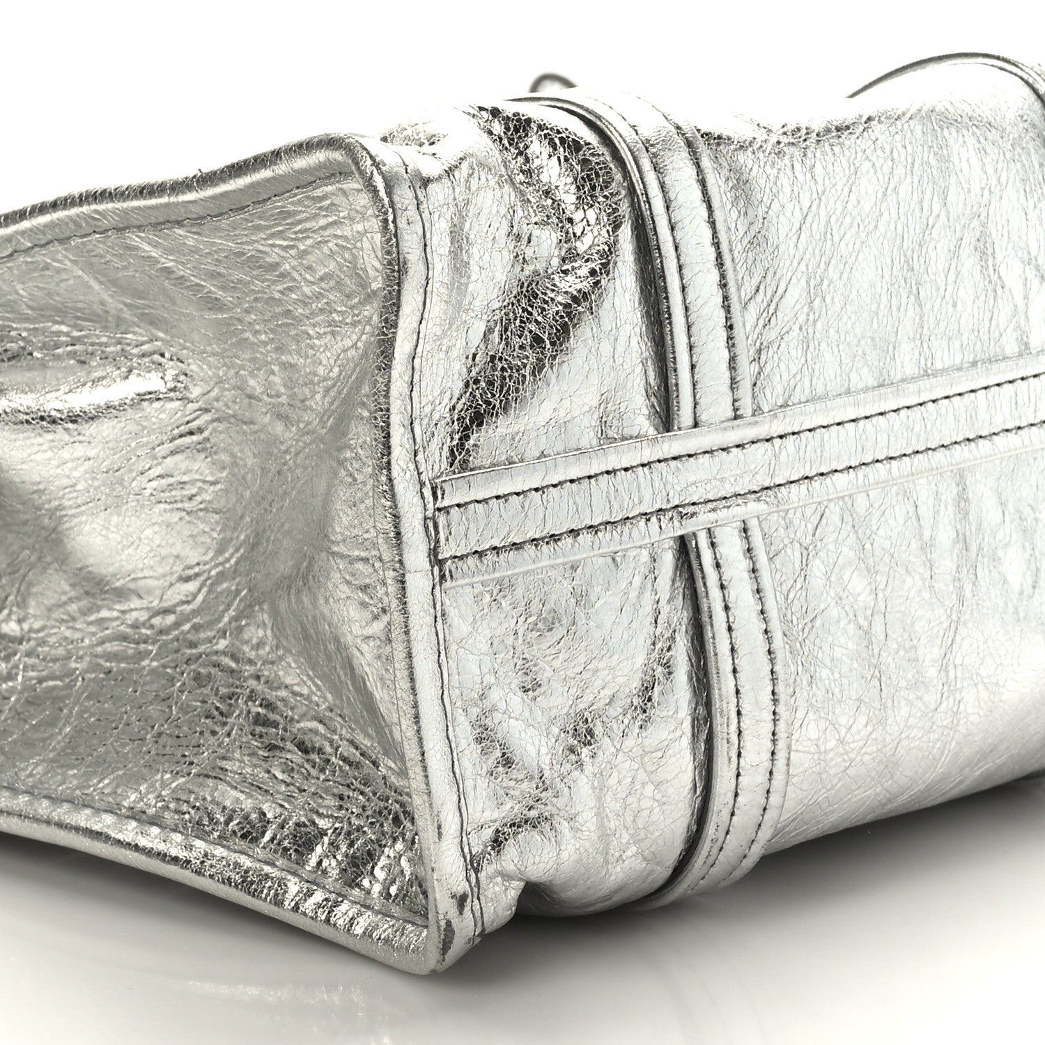 Balenciaga Metallic Calfskin S Bazar Shopper Tote Silver Hardware 8 of 11