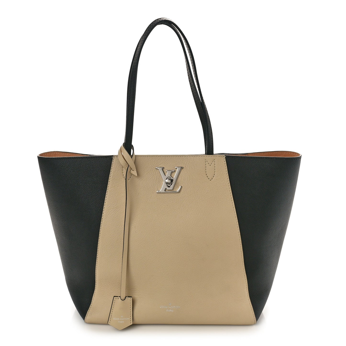 Calfskin Lockme Go Tote Black Vanilla