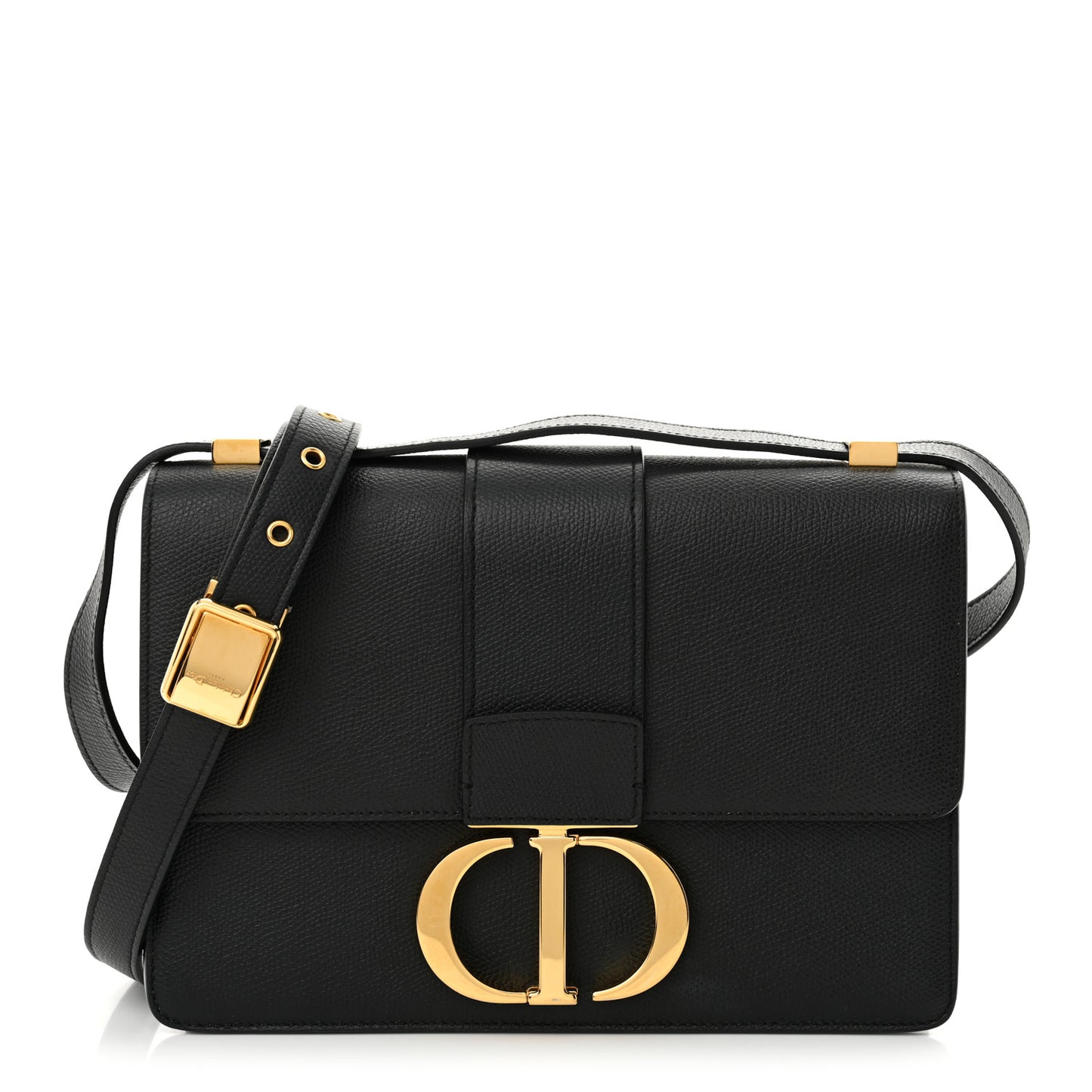 Grained Calfskin 30 Montaigne Flap Bag Black