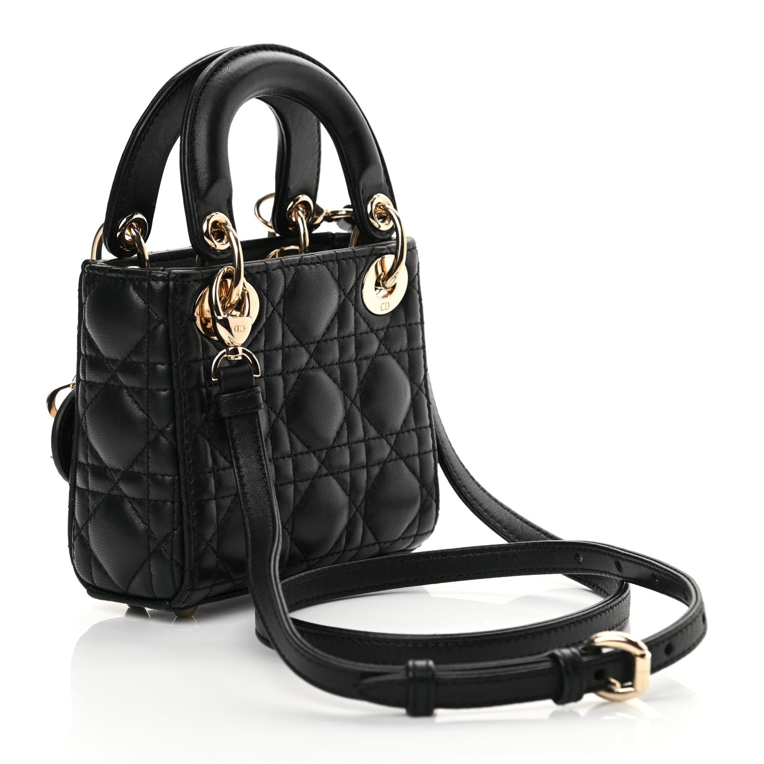 Christian Dior Lambskin Cannage Micro Lady Dior Black 3 of 14