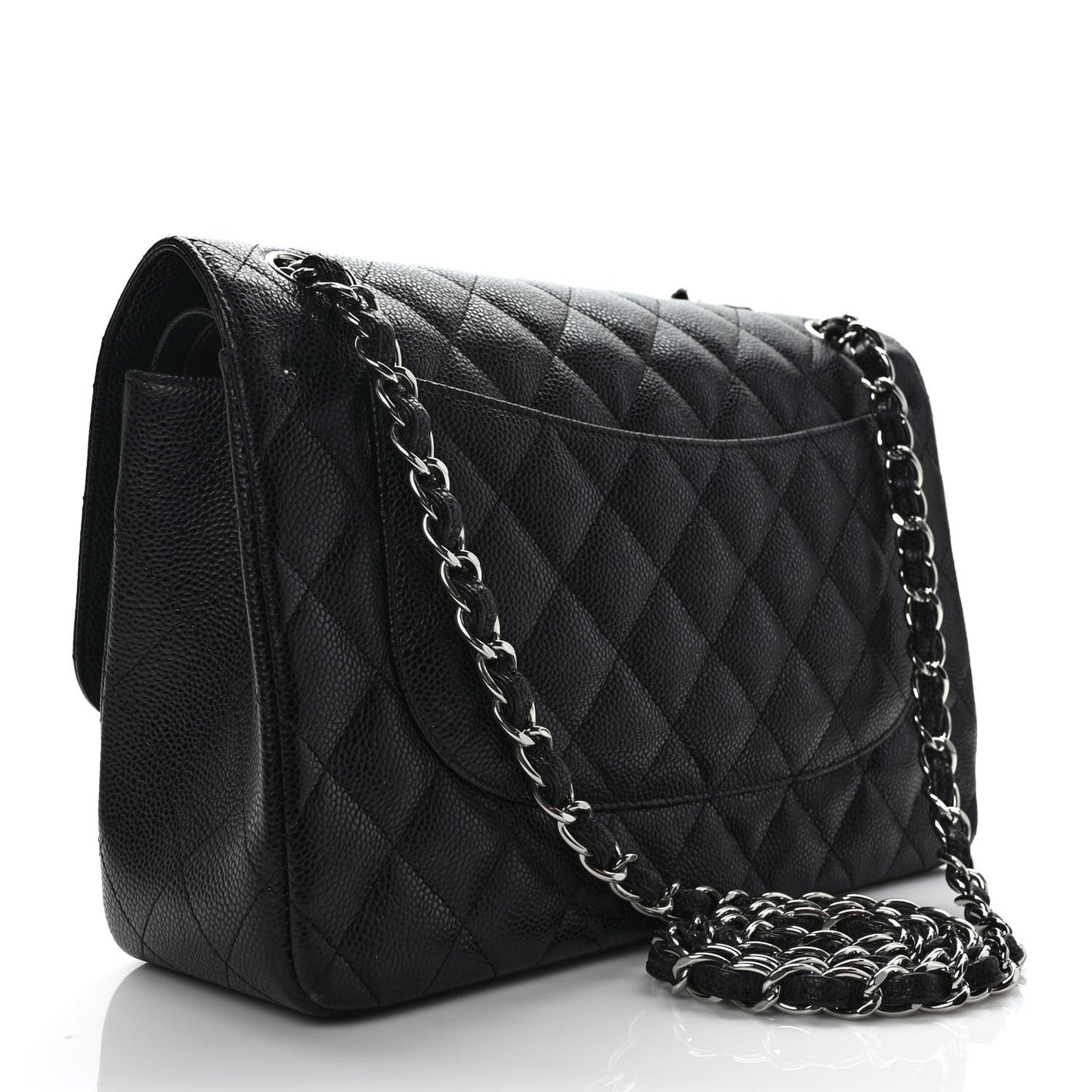Caviar Quilted Jumbo Double Flap Black