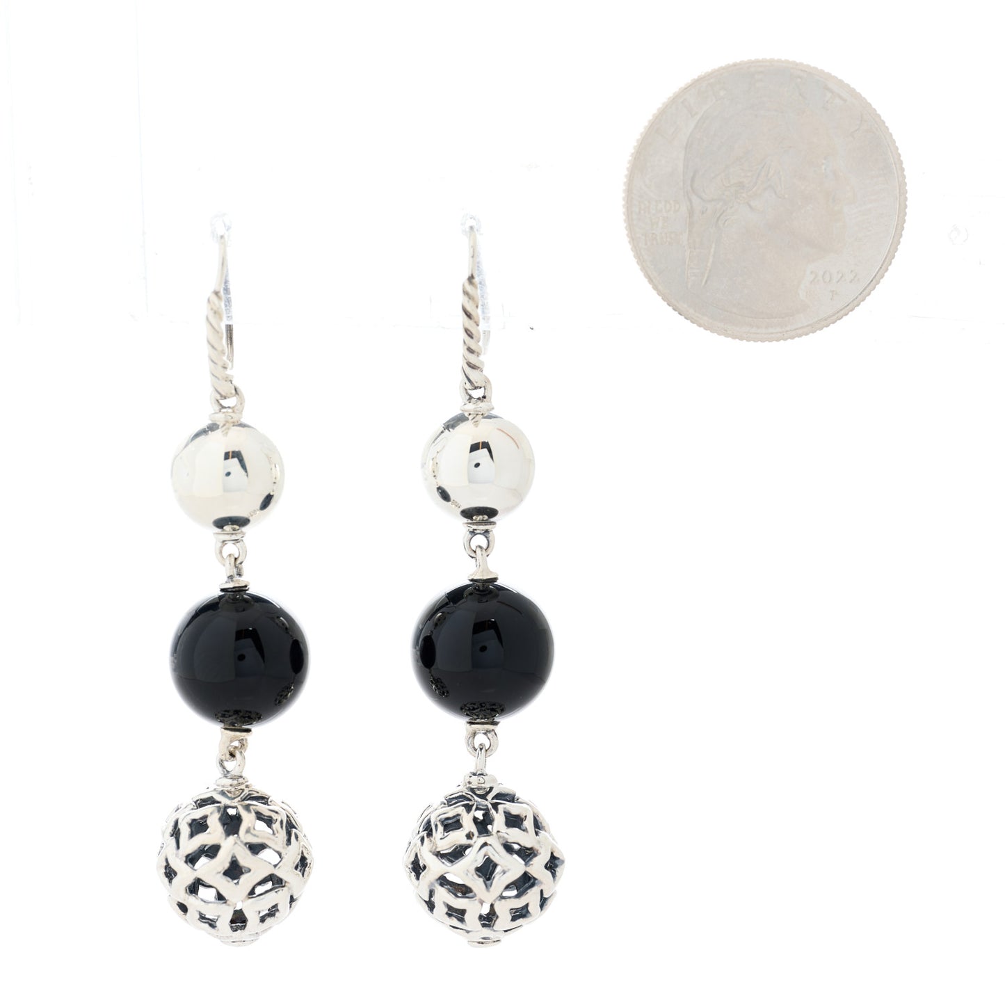 Sterling Silver Black Onyx Elements Drop Earrings