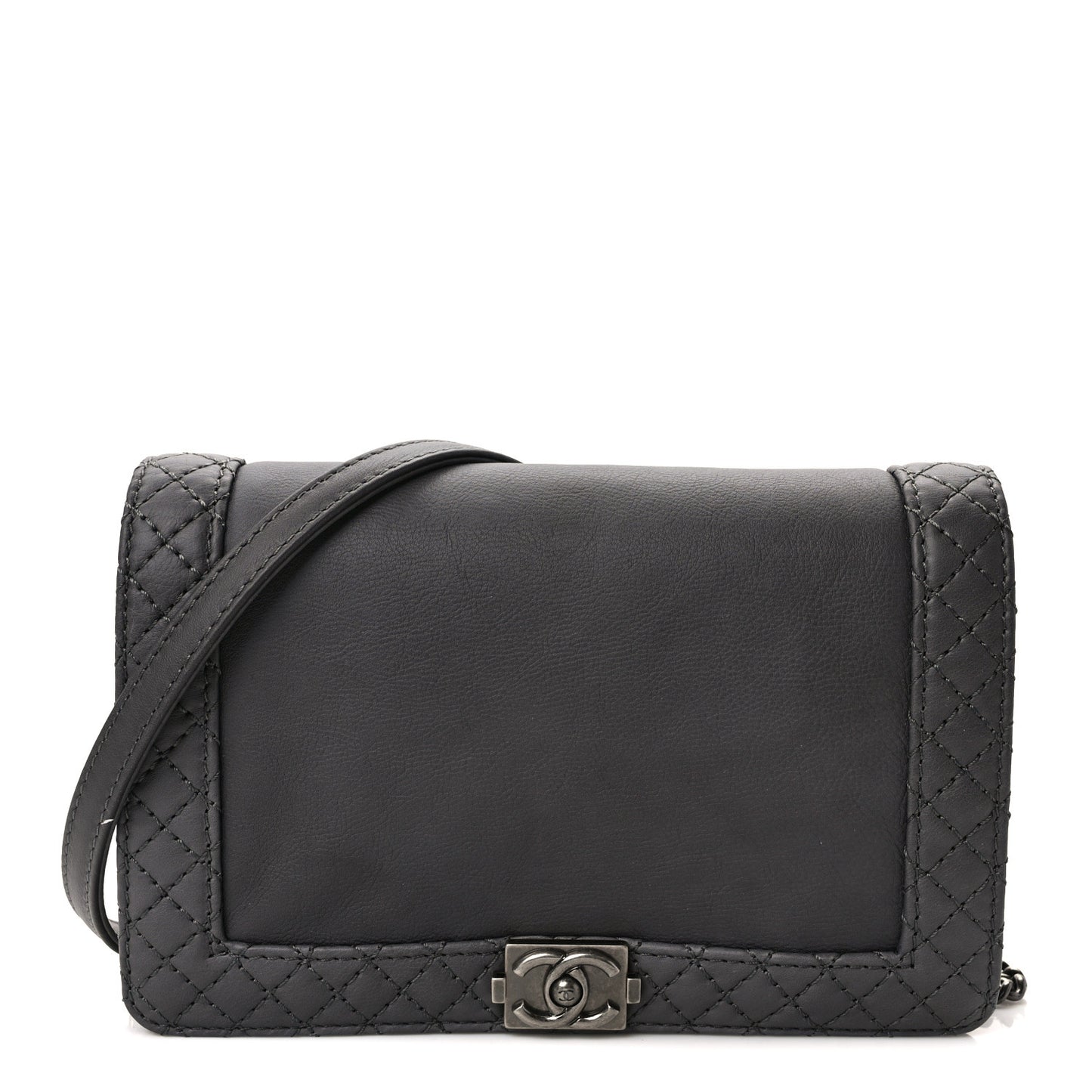 Calfskin Small Boy Reverso Flap Dark Grey