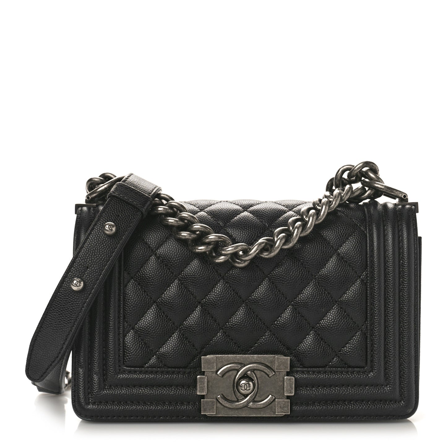 Caviar Quilted Small Boy Flap Black