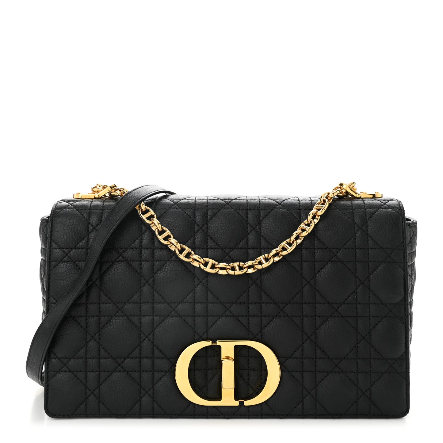 Grained Calfskin Cannage Large Caro Bag Black
