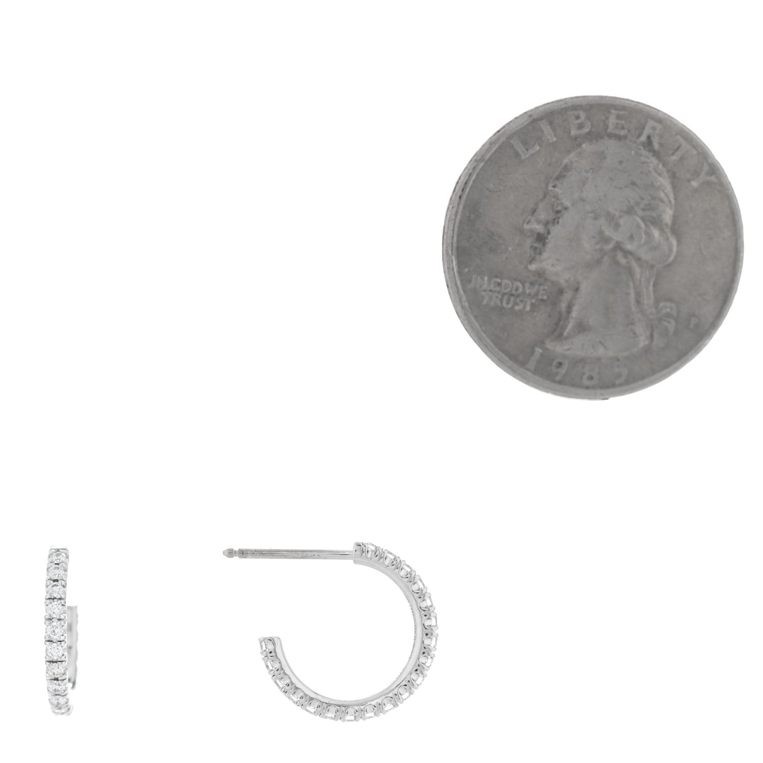 Cartier 18K White Gold Diamond SM Etincelle De Cartier Hoop Earrings 2 of 5