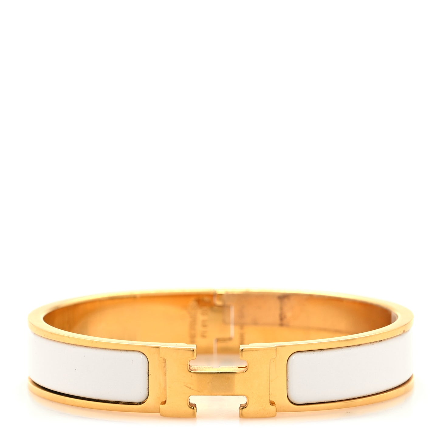 Enamel Narrow Clic Clac H Bracelet GM White