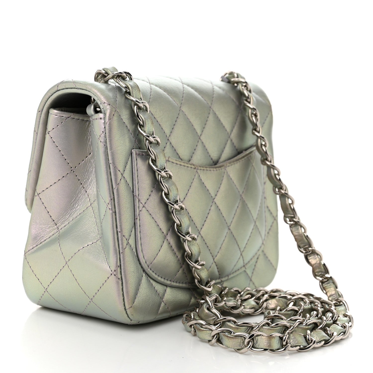 Chanel Iridescent Lambskin Quilted Mini Square Flap Light Purple 3 of 11