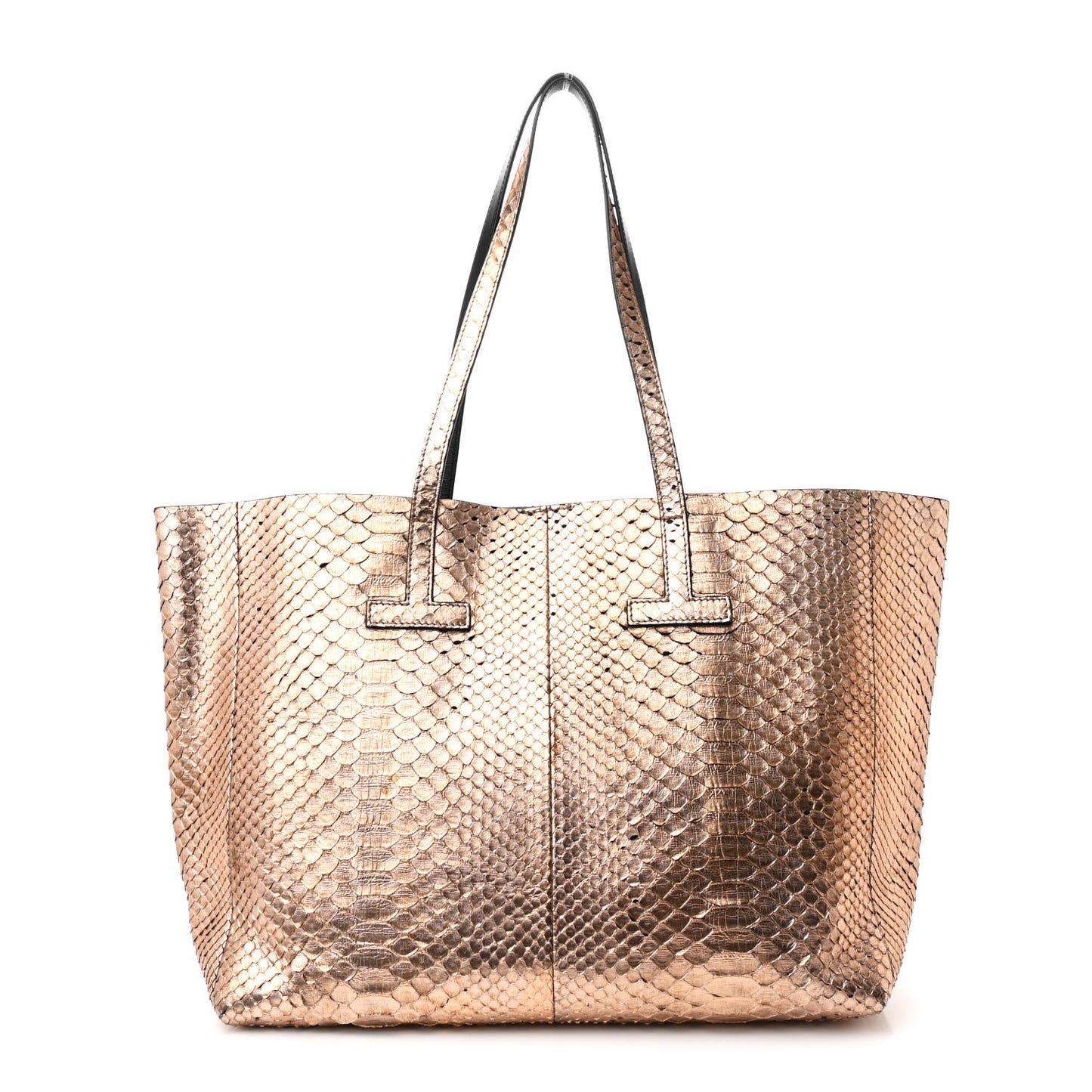 Metallic Snakeskin Small T Tote Gold