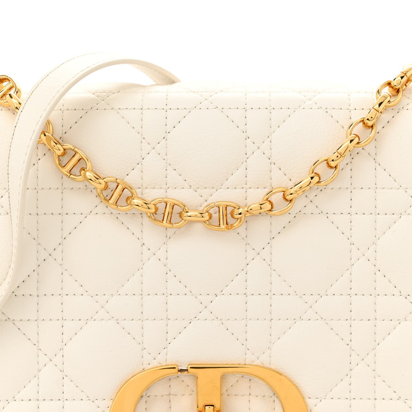 Grained Calfskin Cannage Large Caro Bag Latte