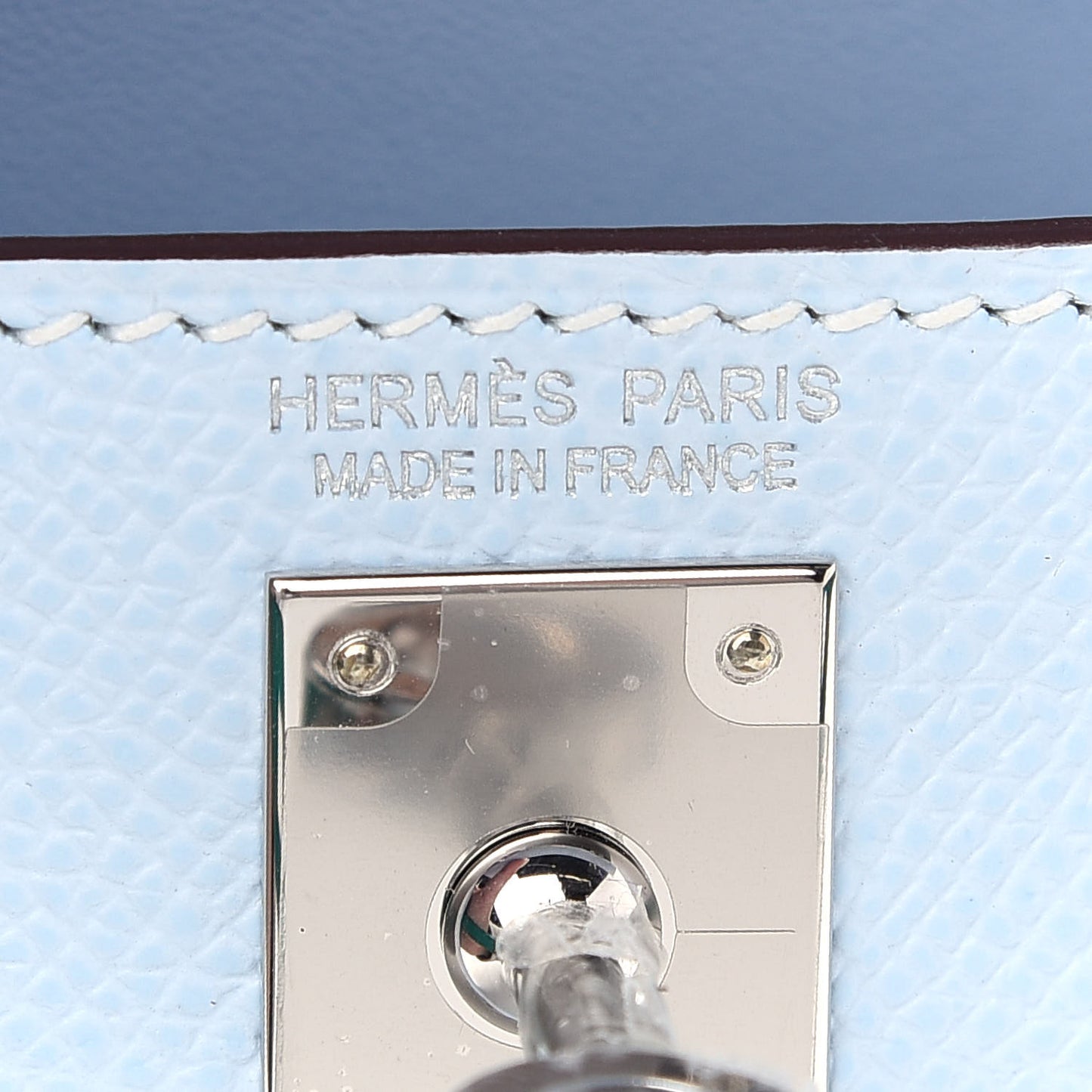 Epsom Mini Kelly Sellier 20 Bleu Brume Vert Jade Gold
