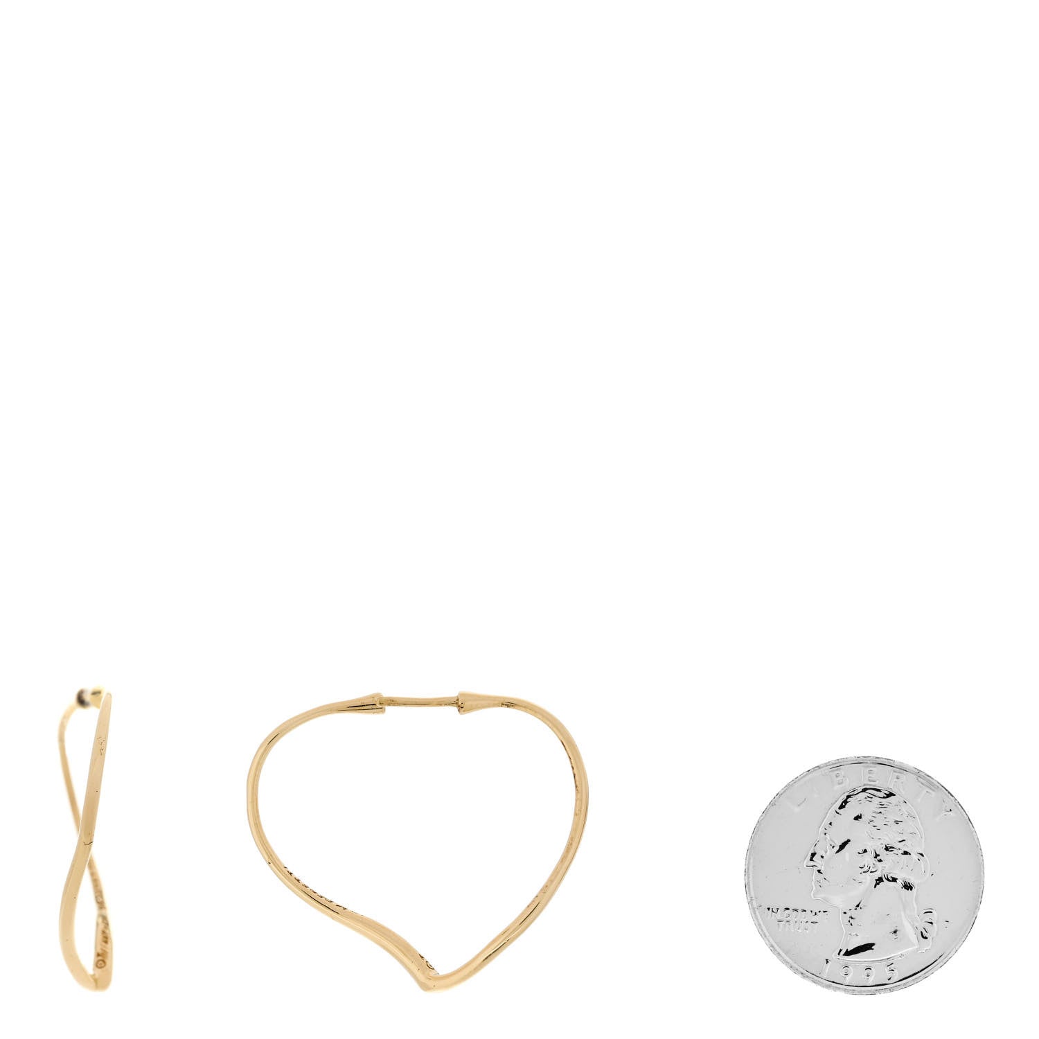 Tiffany 18K Yellow Gold Small Elsa Peretti Open Heart Hoop Earrings 2 of 7