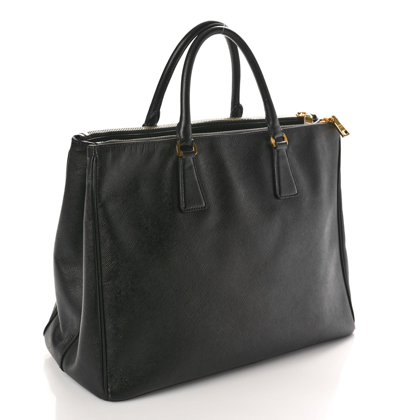 Saffiano Lux Large Galleria Double Zip Tote Black