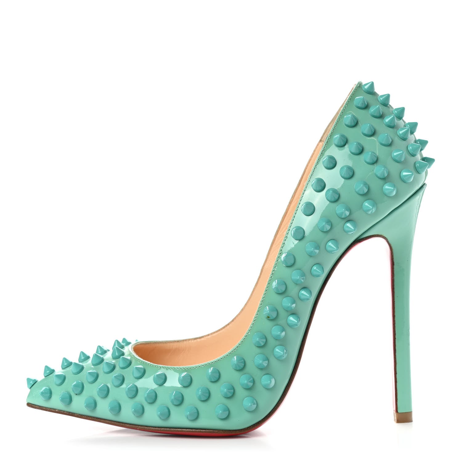 Christian Louboutin Patent Pigalle Spikes 120 Pumps 37.5 Aquamarine 1 of 8