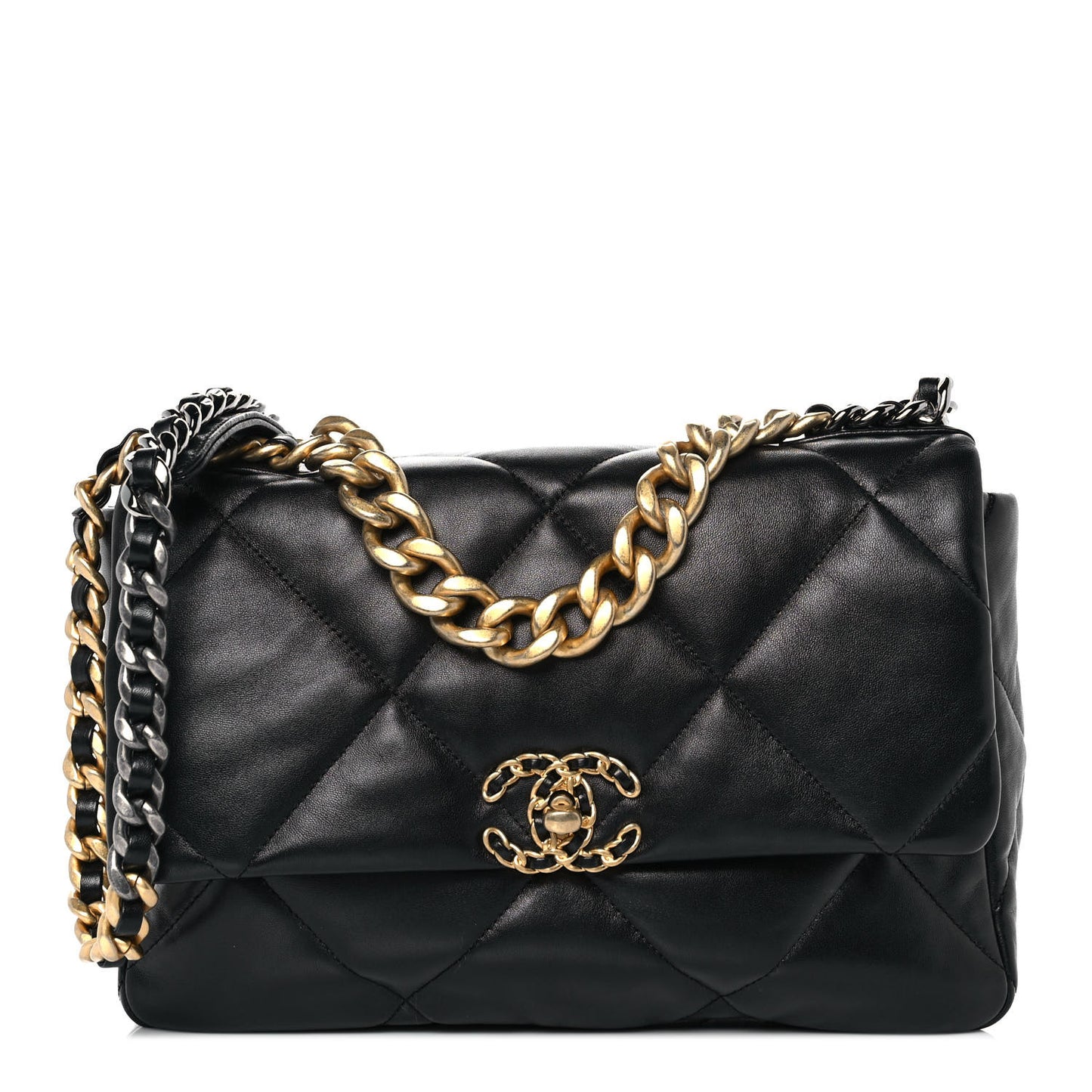 Lambskin Quilted Large Chanel 19 Flap Black