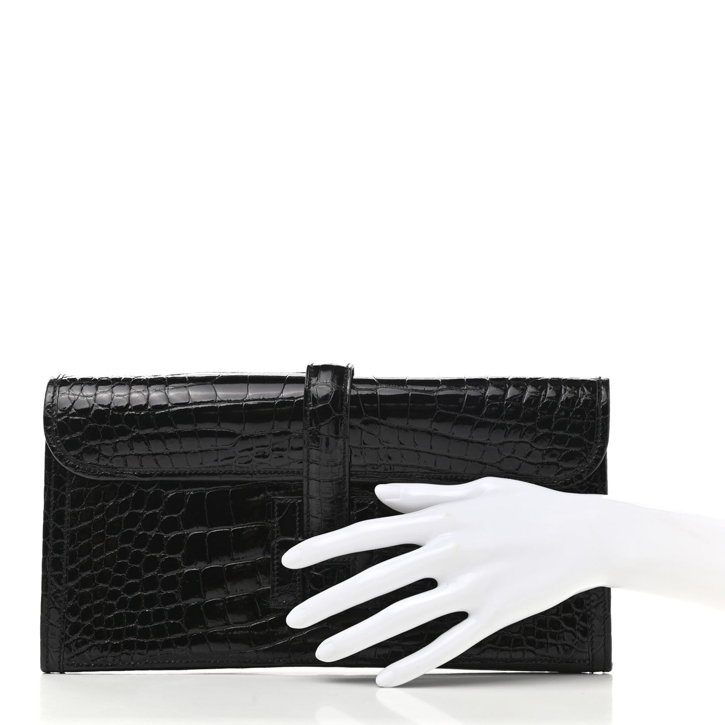 Shiny Alligator Jige Elan 29 Clutch Black