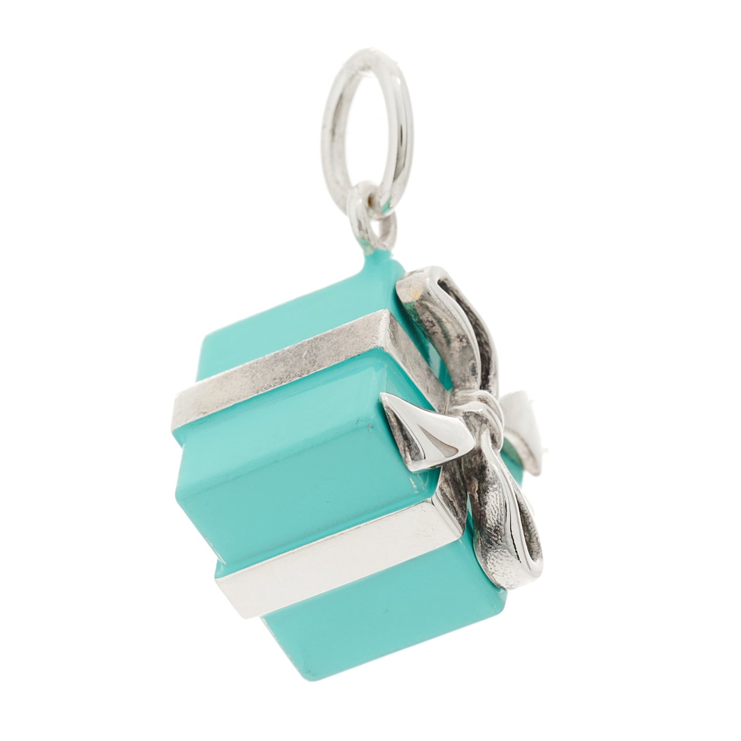 Sterling Silver Enamel Gift Box Charm Blue