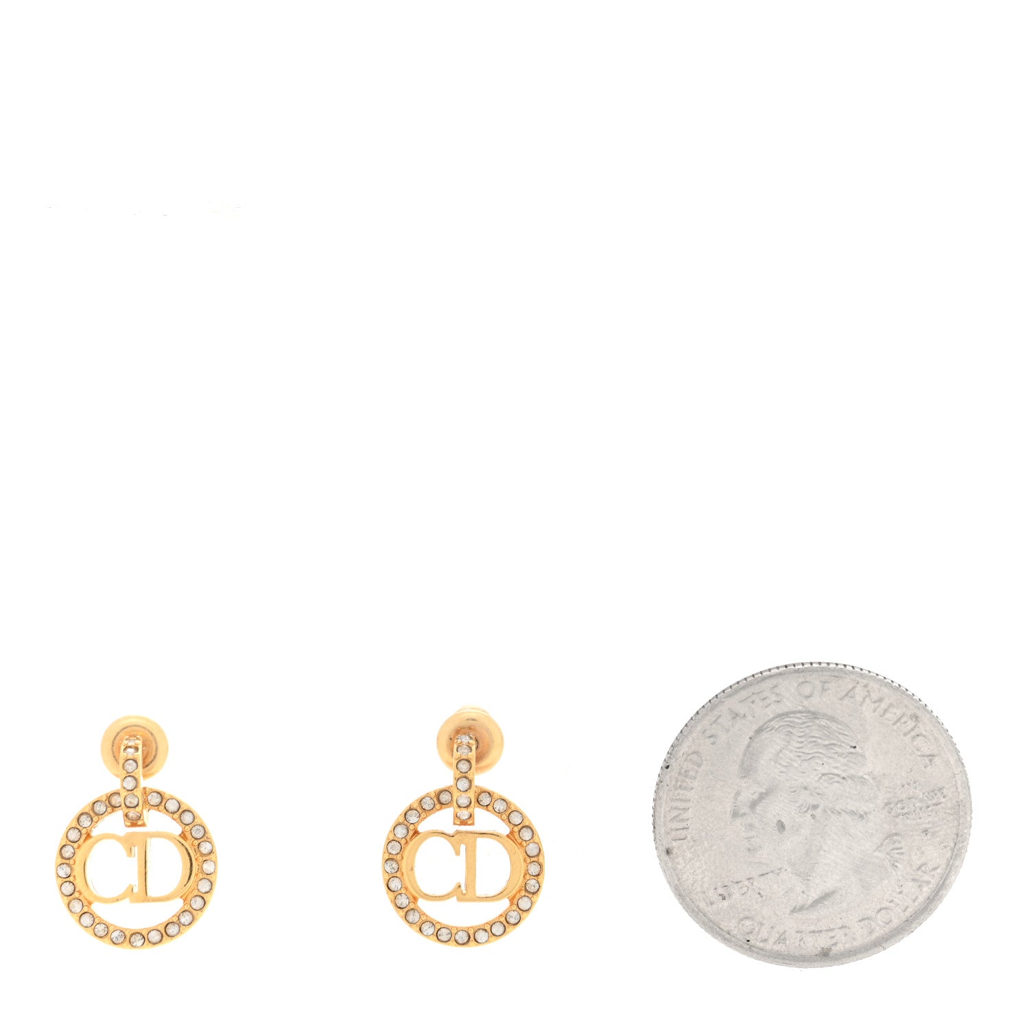 Christian Dior Crystal Clair D Lune Drop Earrings Gold 2 of 4