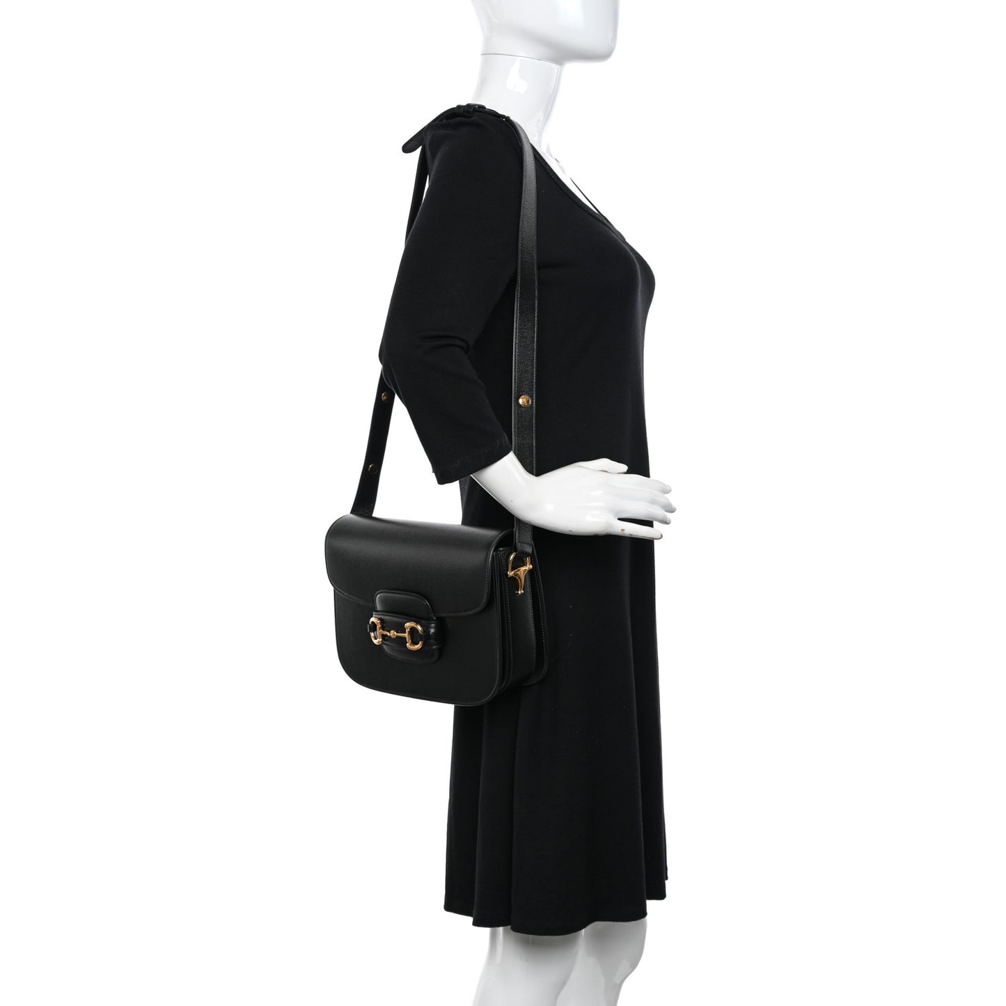 Azalea Calfskin Horsebit 1955 Shoulder Bag Black