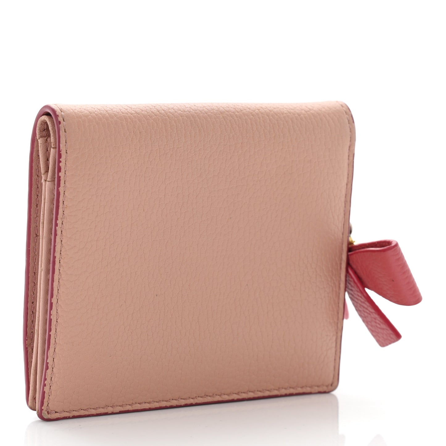 Grained Calfskin Mina Mini Wallet Pink Blush