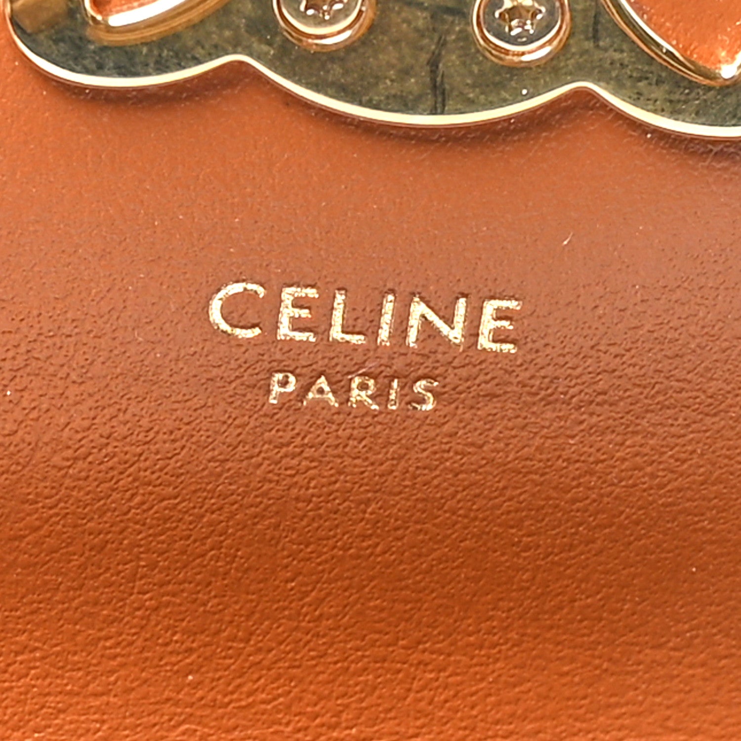 Celine Triomphe Canvas Calfskin Flap Card Holder Tan 6 of 9