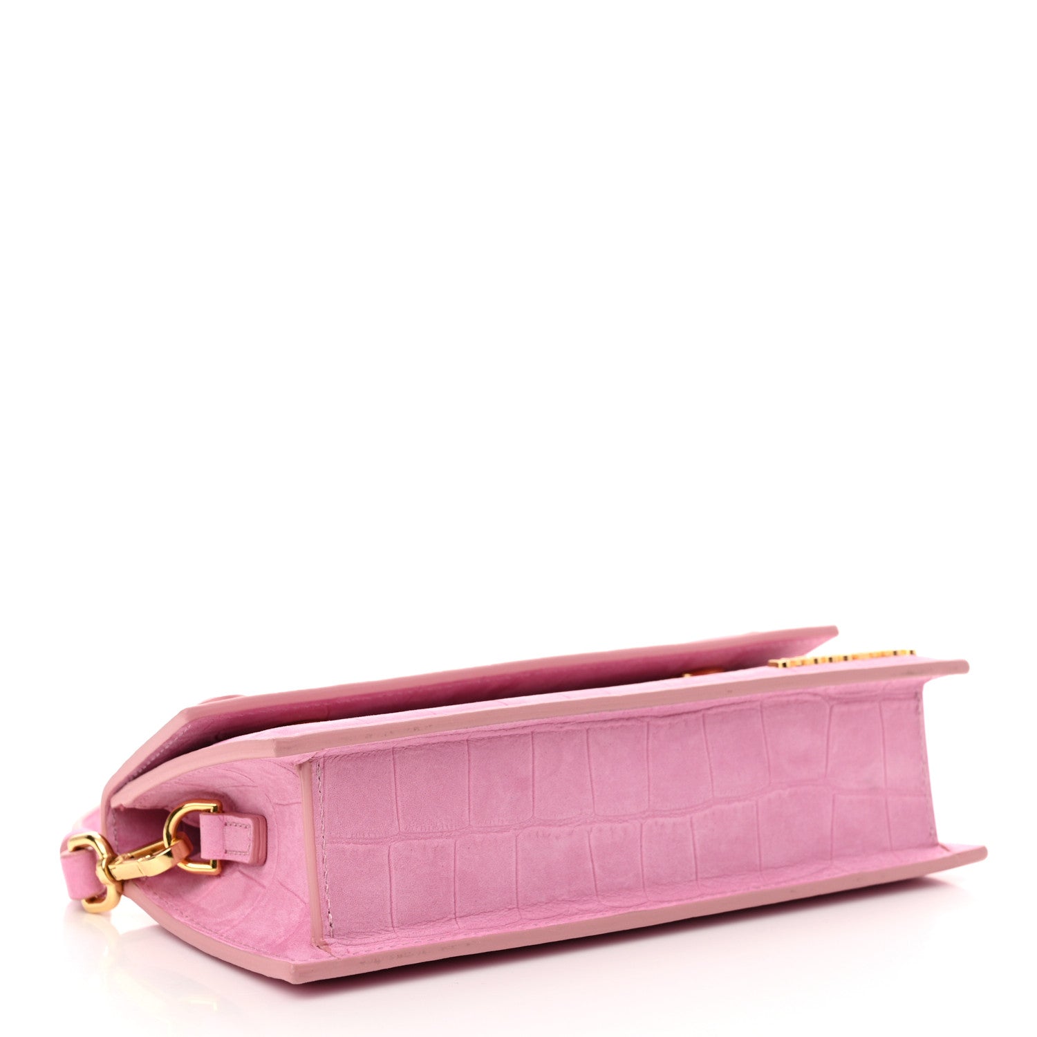 Jacquemus Nubuck Crocodile Embossed Le Chiquito Long Pink 4 of 11