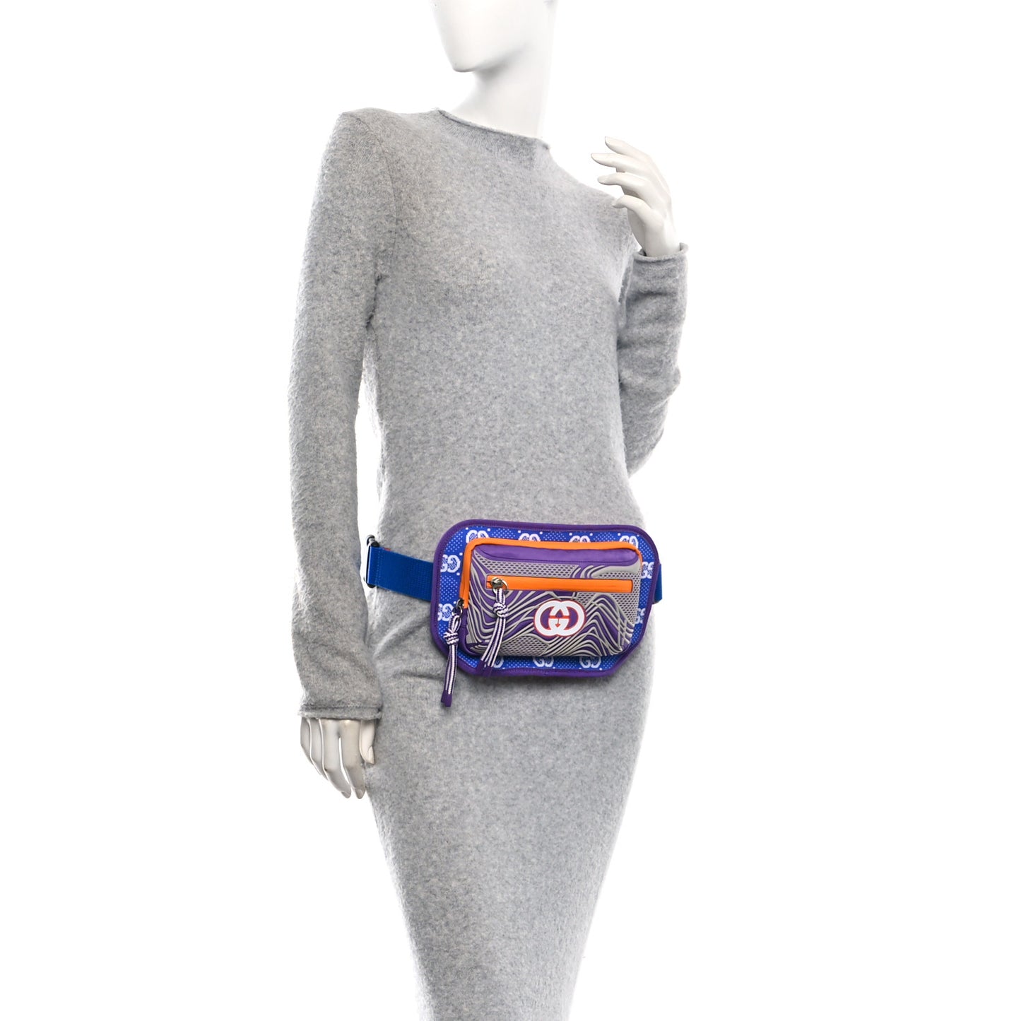 Jersey GG Monogram All Over Sporty Belt Bag Grey White Multicolor