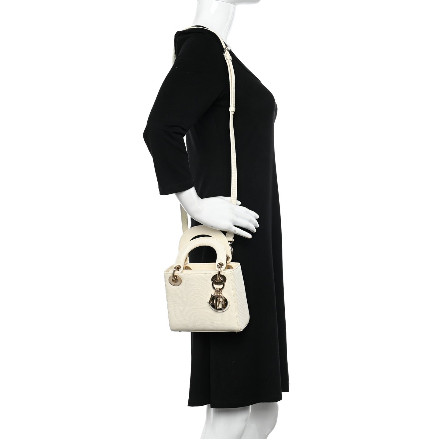 Lizard Mini Lady Dior White