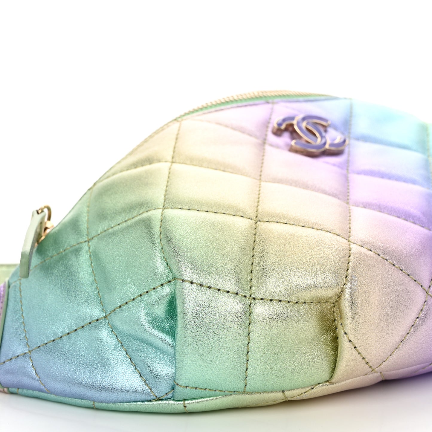 Gradient Metallic Lambskin Quilted Walking Mood Waist Bag Fanny Pack Pink Purple Green
