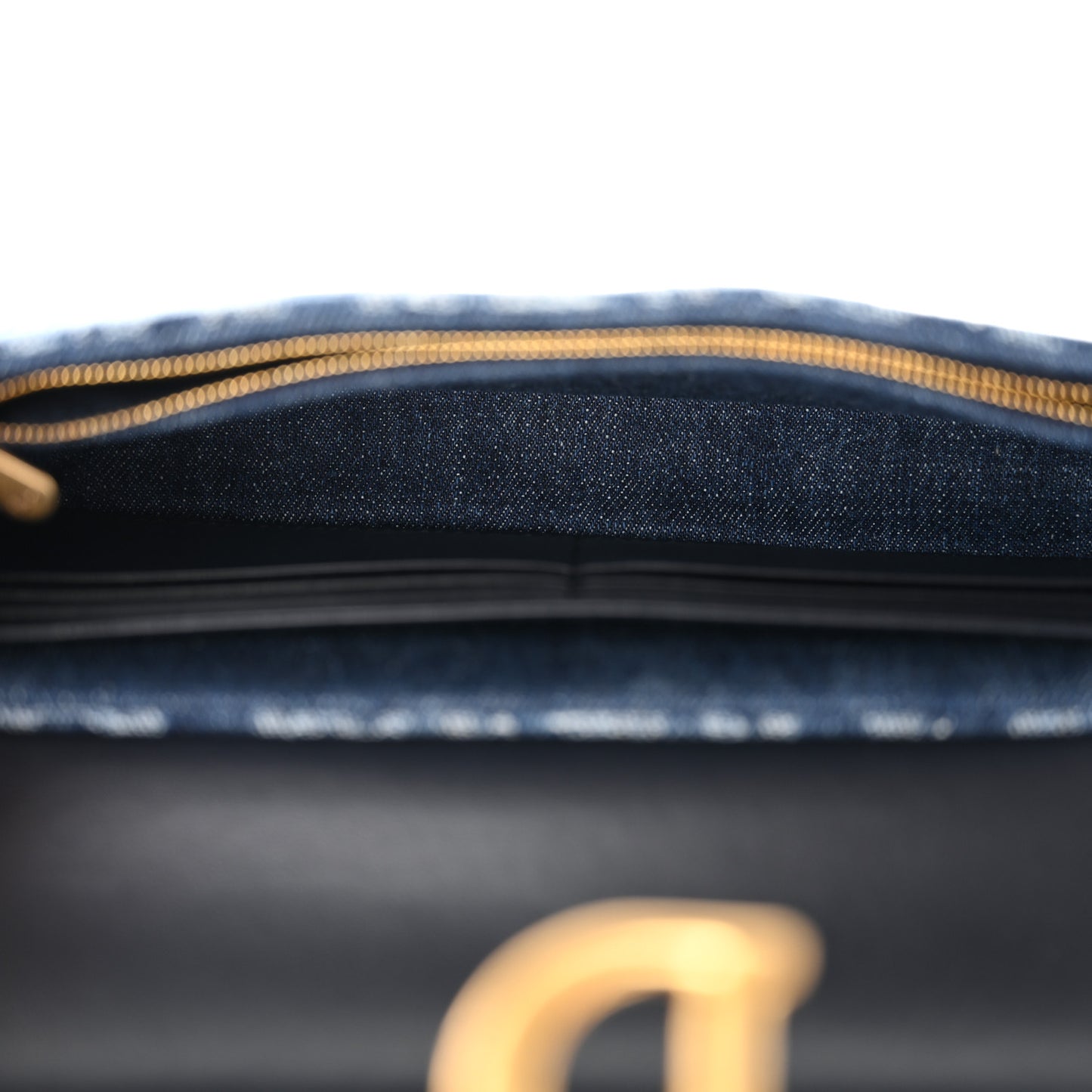 Oblique Denim Small Saddle Pouch With Chain Blue