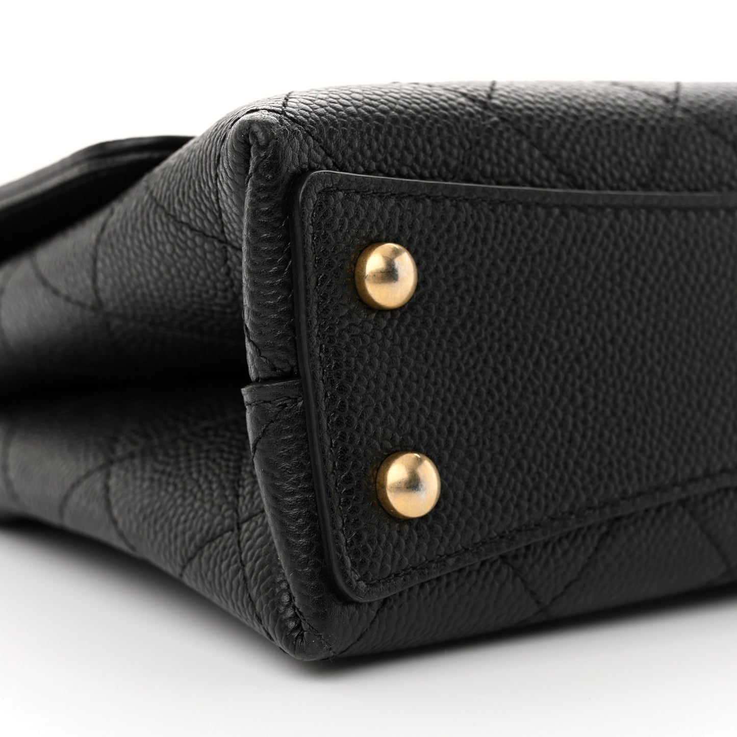 Grained Calfskin Small Stitched Flap Black