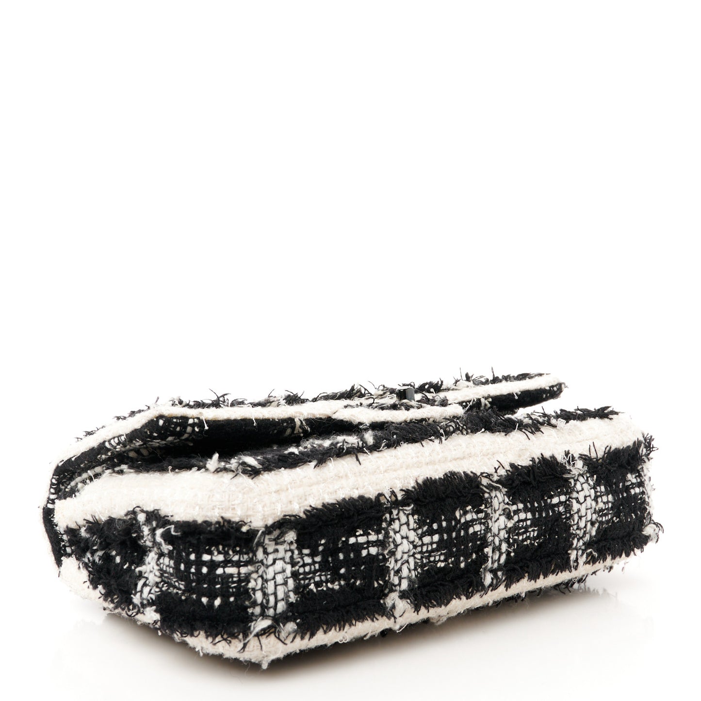 Tweed Quilted Tartan Medium Double Flap Black White