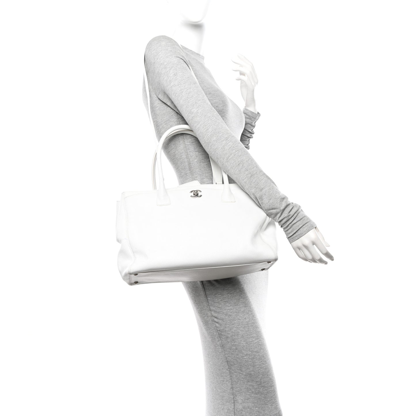 Calfskin Cerf Executive Shopper Tote White