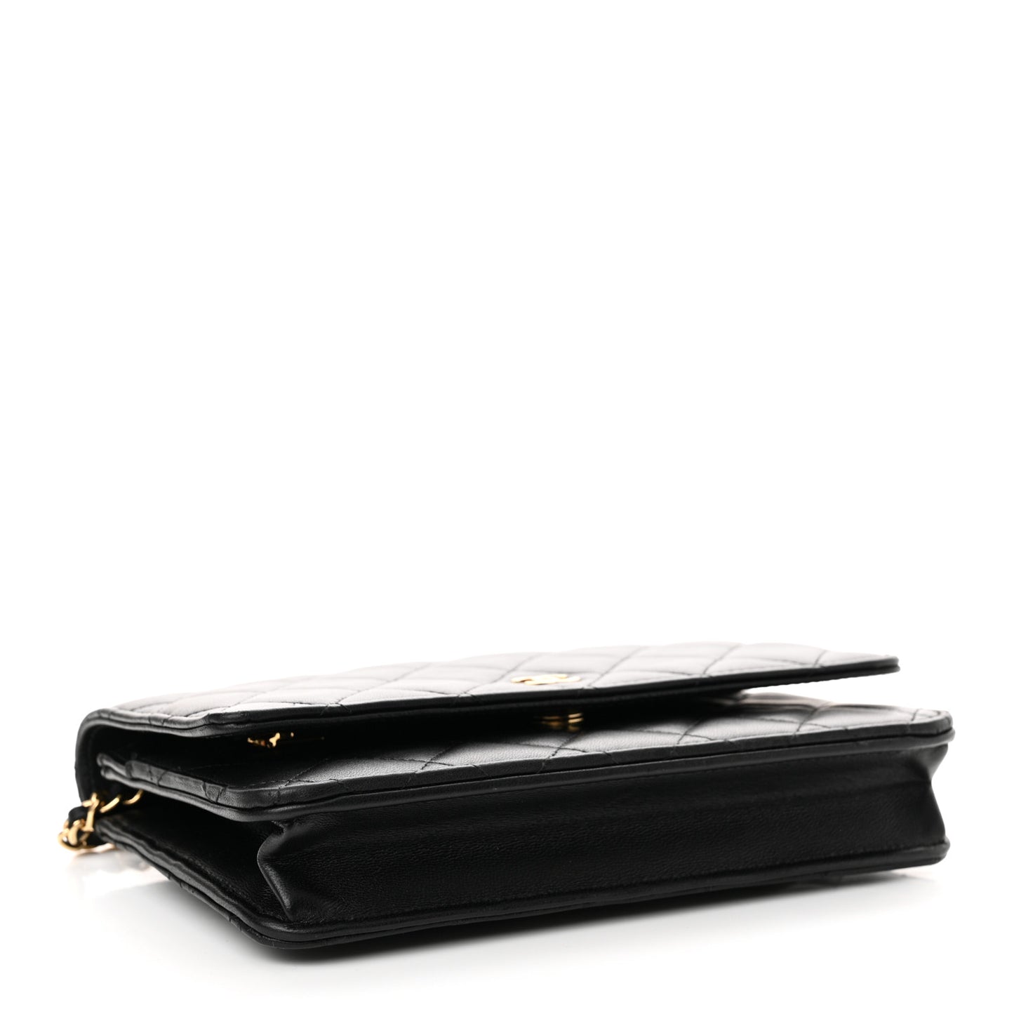 Lambskin Quilted Wallet On Chain WOC Black
