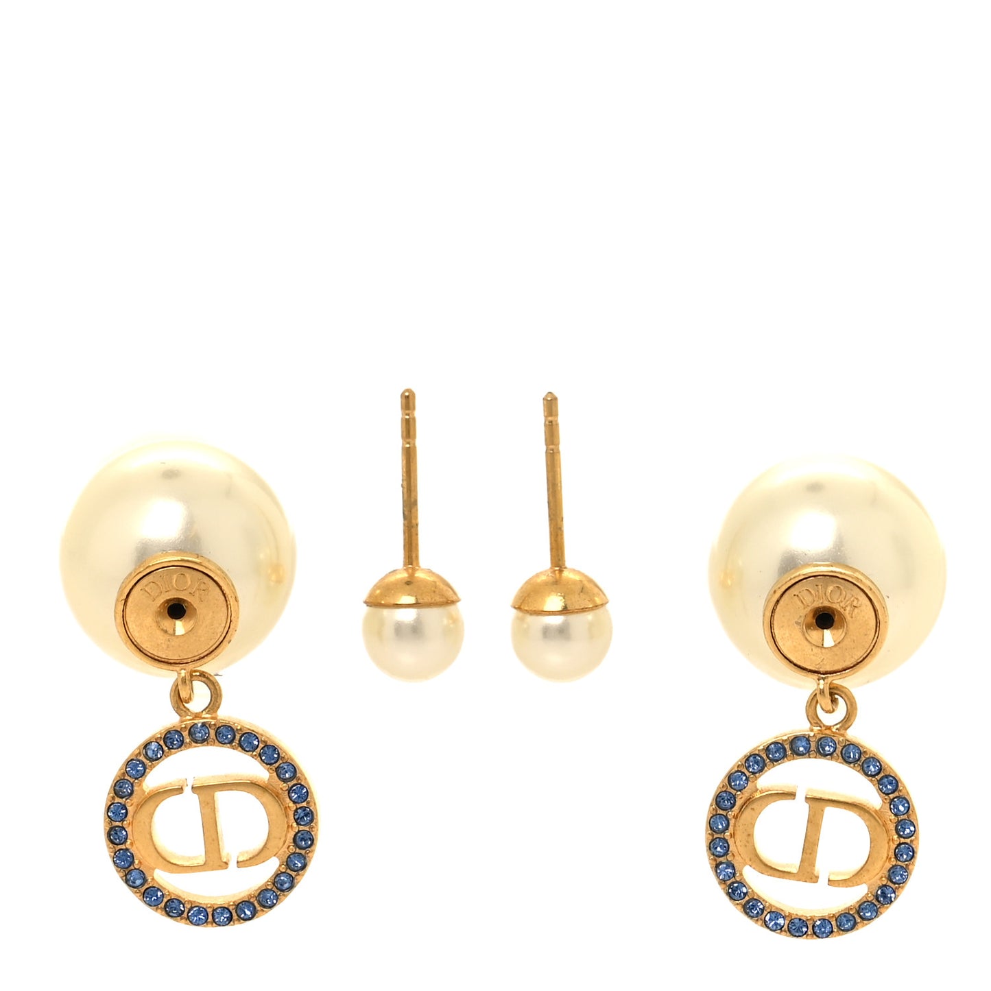Pearl Crystal Dior Tribales Drop Earrings Gold