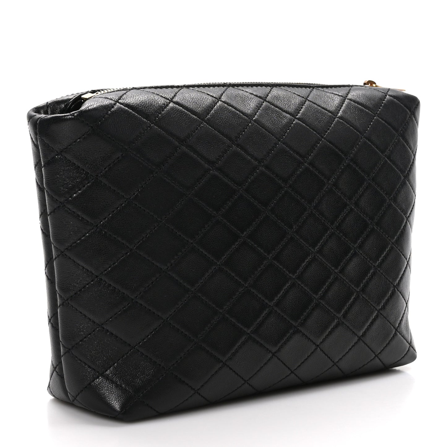 Lambskin Quilted Gaby Cosmetic Pouch Black