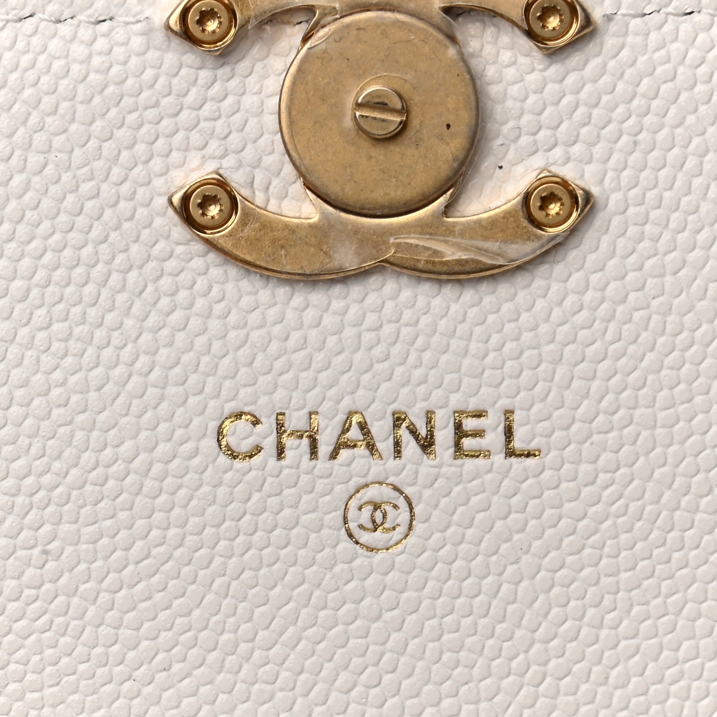 Caviar Quilted Large Bracelet On Chain Clutch White