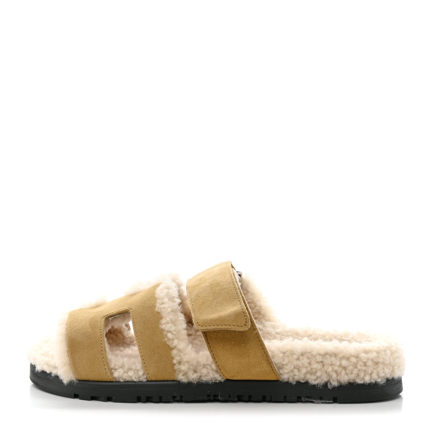 Suede Goatskin Woolskin Womens Chypre Sandals 35.5 Beige Albatre Ecru