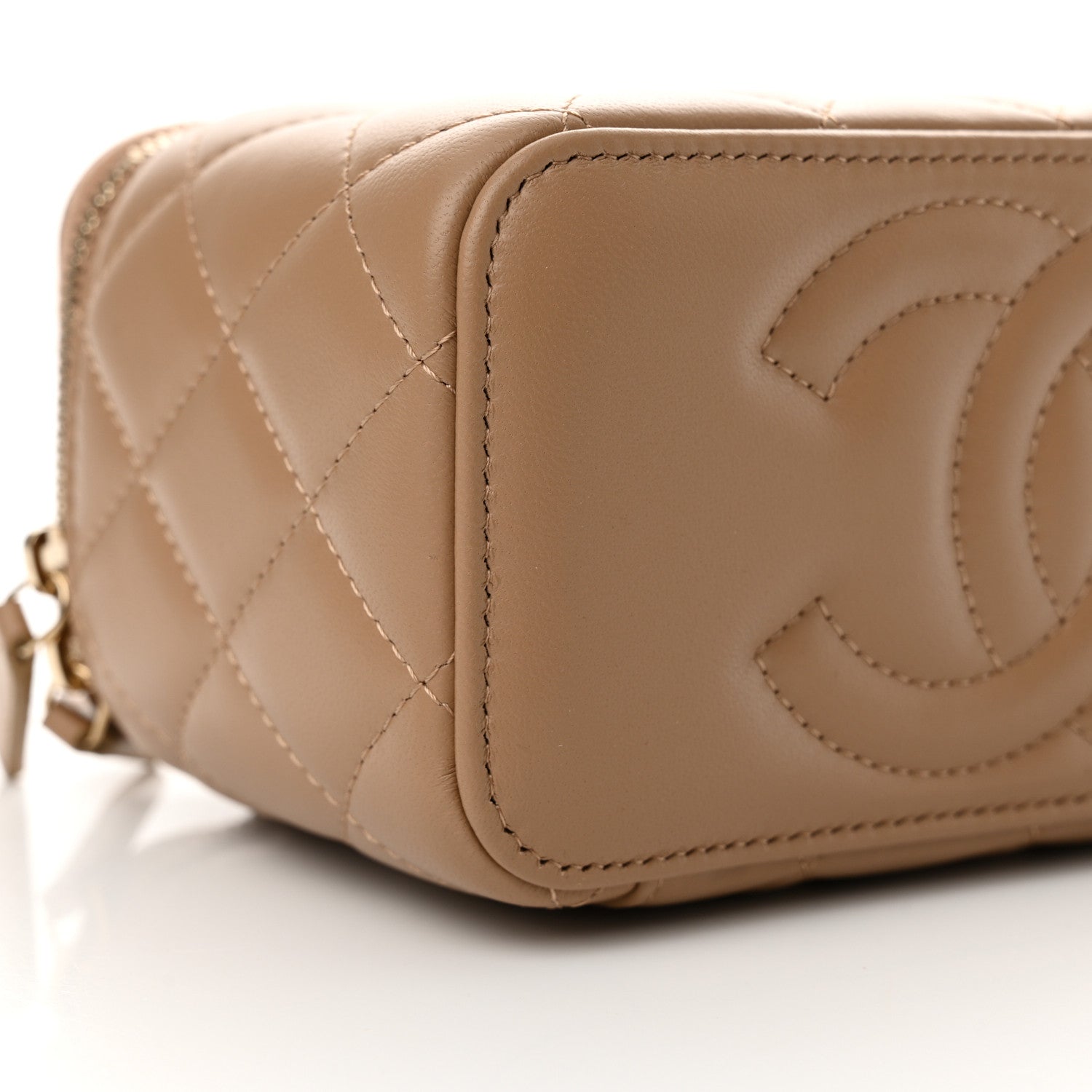 Chanel Lambskin Quilted Pearl Crush Small Vanity Case With Chain Dark Beige 9 of 11