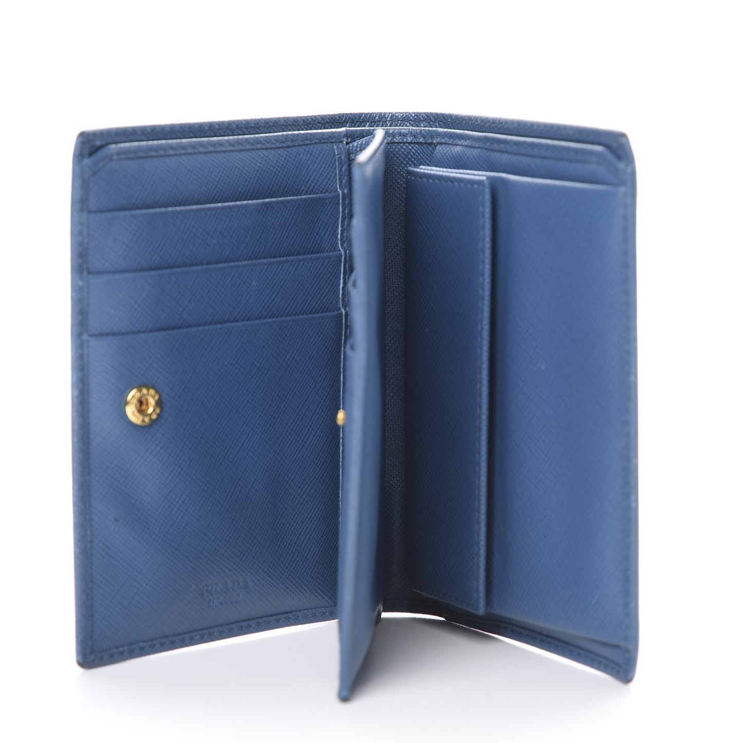 Saffiano Metal Compact Snap Bi-Fold Wallet Cobalto
