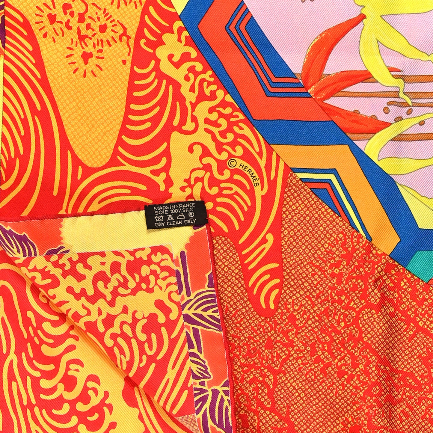 Silk Ex Libris En Monogram Kimonos Scarf 90 Rouge Rose Jaune