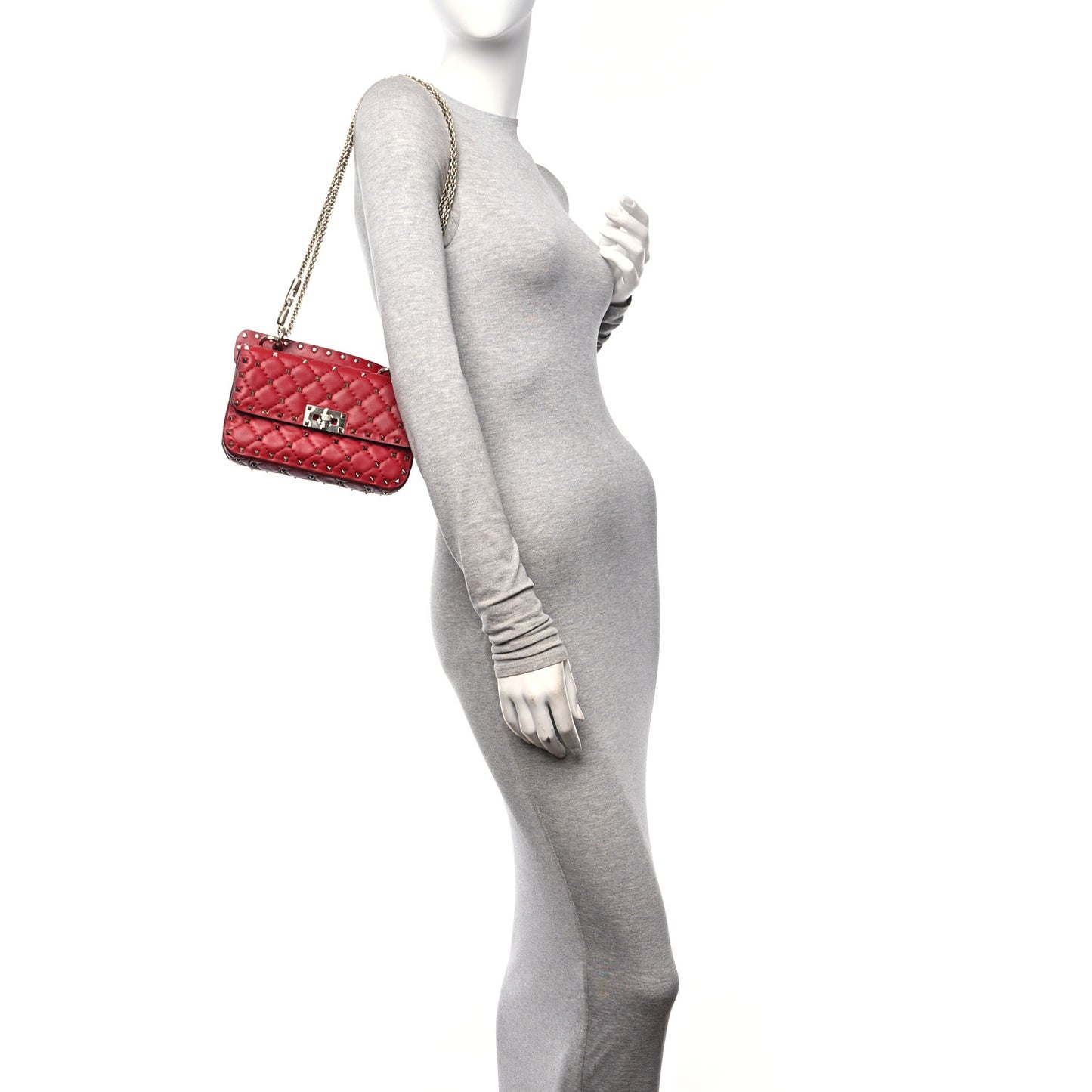 Nappa Small Rockstud Spike Shoulder Bag Rosso Valentino