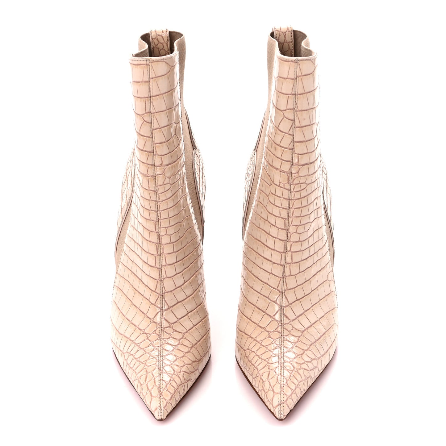 Calfskin Crocodile Embossed Chelsea Chick 100 Stiletto Boots 39 Leche