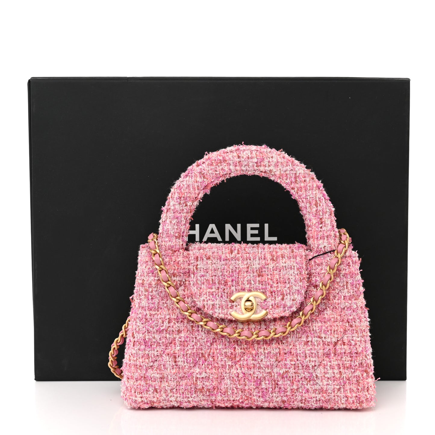 Tweed Quilted Nano Kelly Shopper Pink