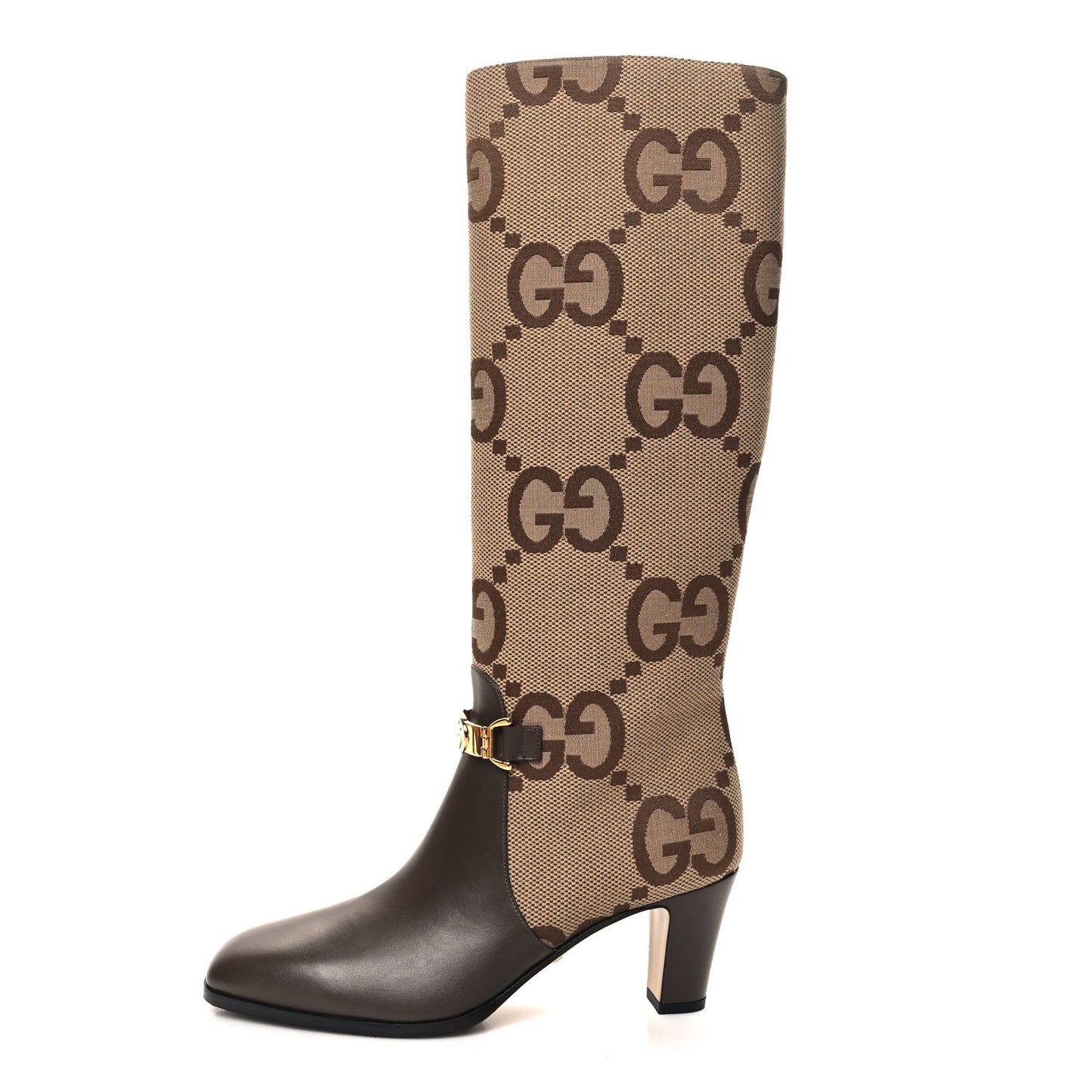 Monogram Jumbo GG Calfskin Interlocking G Anna Boots 39 Camel Ebony